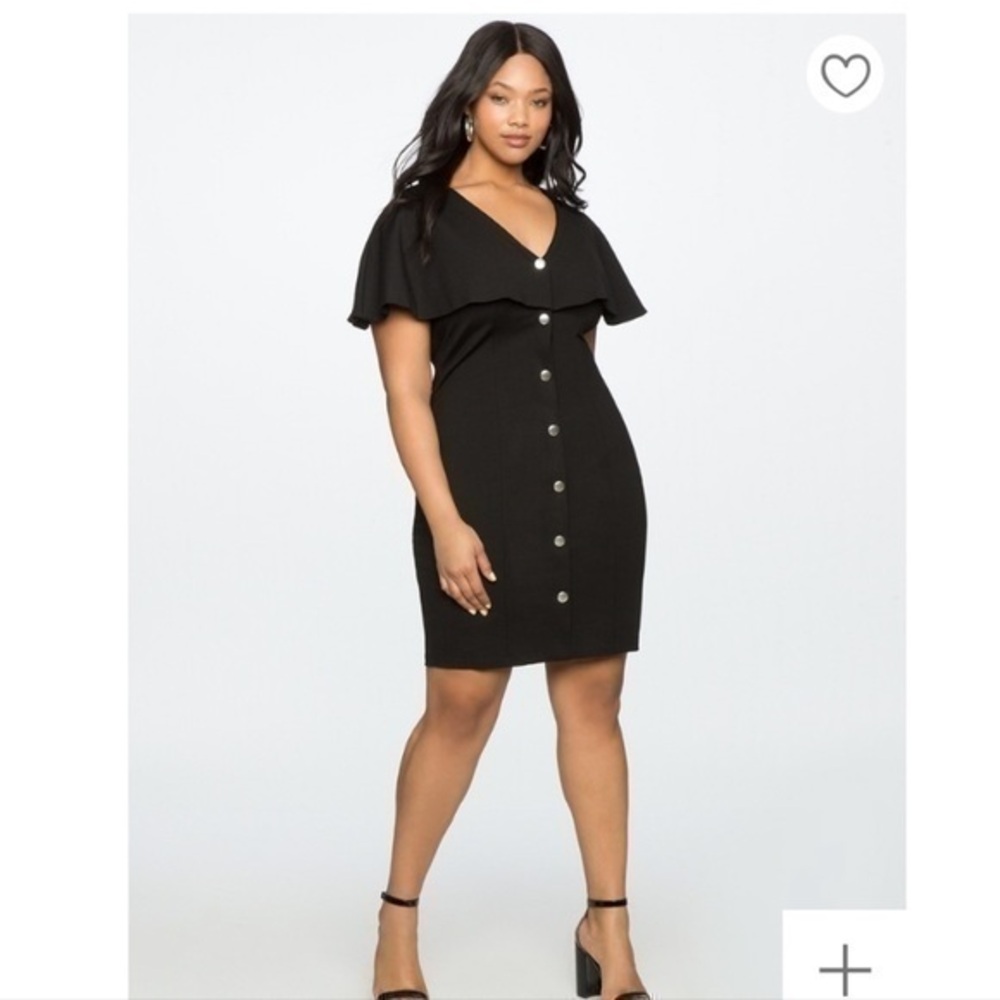 Eloquii Black Capelet button Front V-neck dress 20 U15